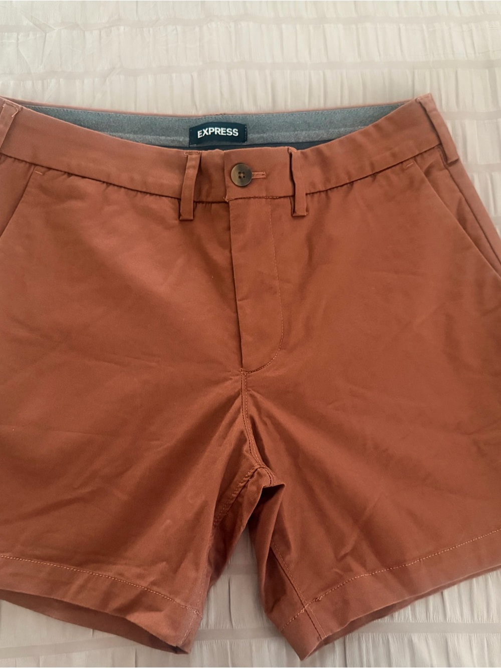 Express Men's Burnt Orange Flat-Front Shorts